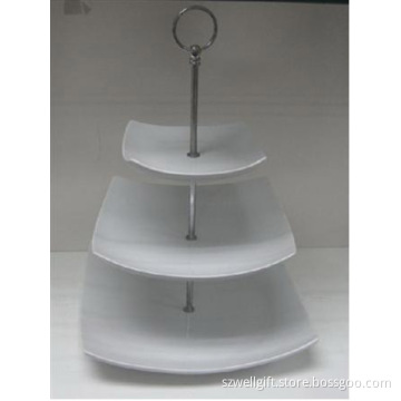 White Porcelain 3PCS Serve Dishes with Stand Set (WP12746)